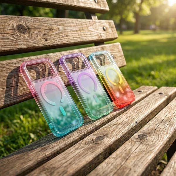 Magnetisk skal med gradient för iPhone 17 Pro - Tvåfärgad gradient - Dimma lila
