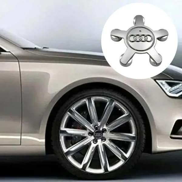 Spel av 4 navkapslar 4f0601165 N hjul emblem, för navkapslar av 135 mm för Audi (silver) etikett