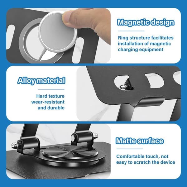 Bordtabletstand - SONGHUI - Universel model - 360° rotation - 180° hældning - Magnetisk ring