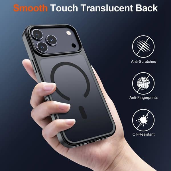 iPhone 18 Pro Cover (Sort) – Mat gennemsigtig finish, robust og stødresistent beskyttelse