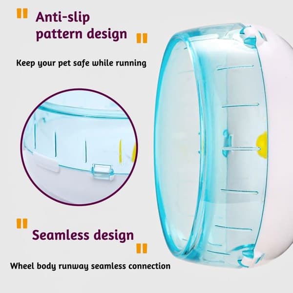 Tyst hjul för hamster - SONGHUI - Universell modell - Transparent akryl - Justerbart stativ - Blå Blå
