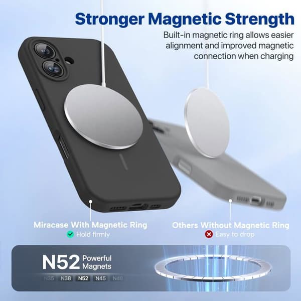 iPhone 16 Cover – Blød, fleksibel silikonecover, ridsefrit og stødabsorberende (Sort)