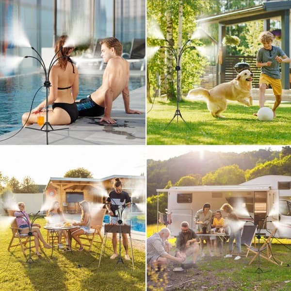 Stående dimma för terrass – Justerbart kylsystem med dimma (Svart)