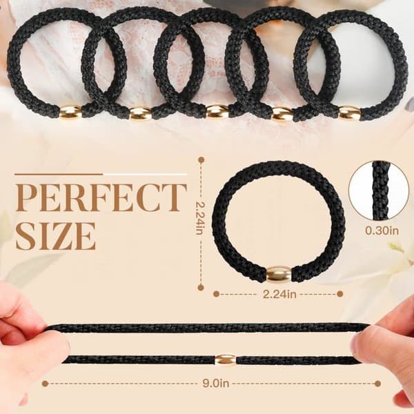 Hårsnoddar - SONGHUI - 10-pack - Extra tjocka 7,6 mm - Svart - Guldpärlor Svart