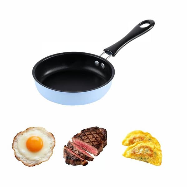 Miniäggpanna med non-stick beläggning på 4,7 tum, 5-lagers beläggning, diskmaskinssäker (blå)
