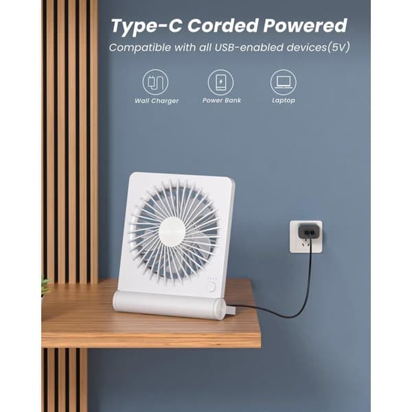 Työpöytätuuletin - SONGHUI - USB - 3 nopeutta - 220° heilunta - Hiljainen 30 dB Vit