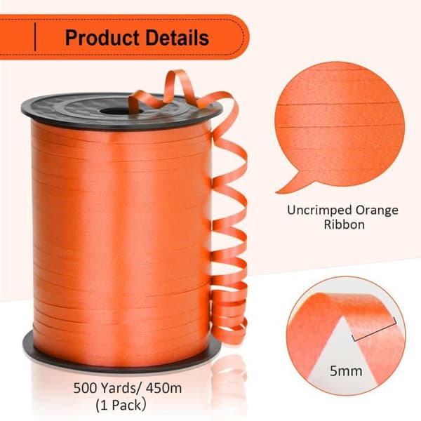 Orange lockband – 500 yards, 3/16 tum bredd; passar för inslagning av Halloween- och julklappar.