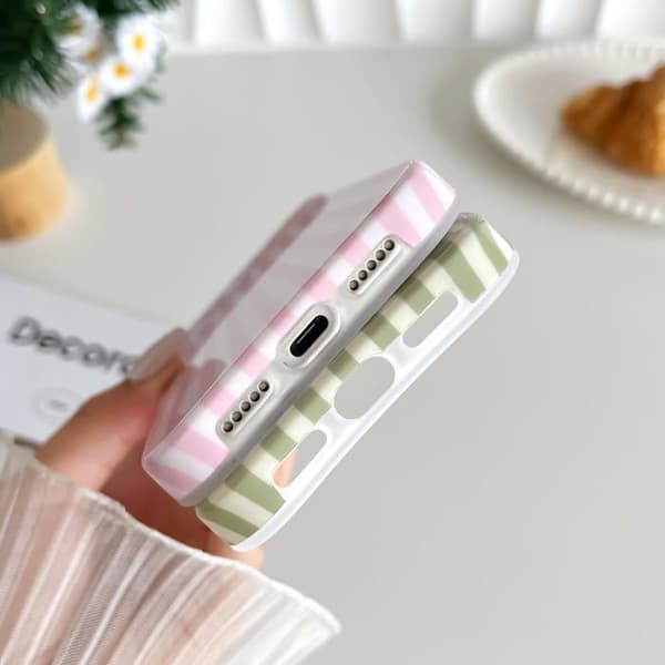iPhone 17 Pro-fodral – Vacker randig design, i mjukt TPU, tunt och stöttåligt (Rosa)