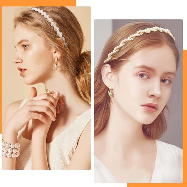 Hårband (pärlband) - SONGHUI - 10-pack - Pärlor & kristaller - Antiglidande - Flexibel storlek