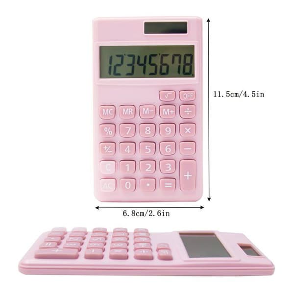 Standard skrivbordskalkylator – Kompakt digital skrivbordskalkylator med 8-siffrig LCD-skärm (rosa)