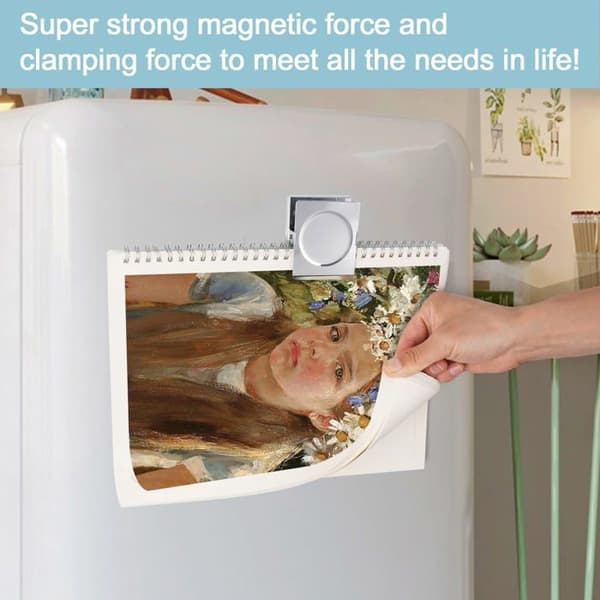 Magnetiska klämmor - SONGHUI - Set om 4 - Extra stora 56×66 mm - Mycket kraftfulla - Silverfärgad rostfritt stål
