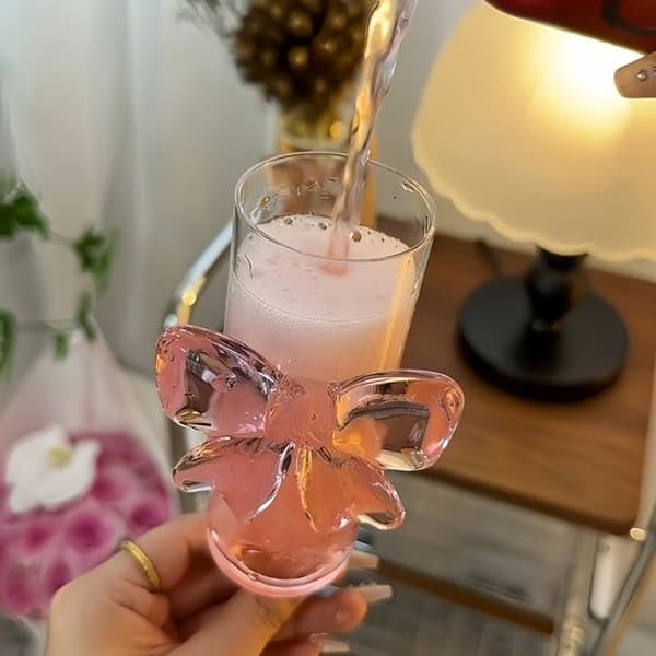 Champagneglas - S'AGRANDIR - Krystalstil - Lyserød sløjfe - Sæt af 4 - 170 ml