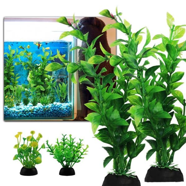 Dekorationer til akvarium, sæt med 2 dele (10 planter i alt), planter til akvarium