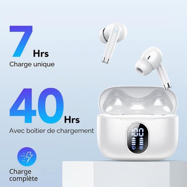 Trådløse høretelefoner - SONGHUI - Bluetooth 5.4 (2026) - LED-display - 33 timers batterilevetid - Touchkontroller