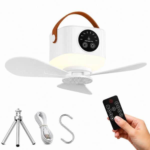 Bærbar ventilator (ophængt/skrivebord) - SONGHUI - 11 tommer - Genopladelig USB - 4 hastigheder - Timer