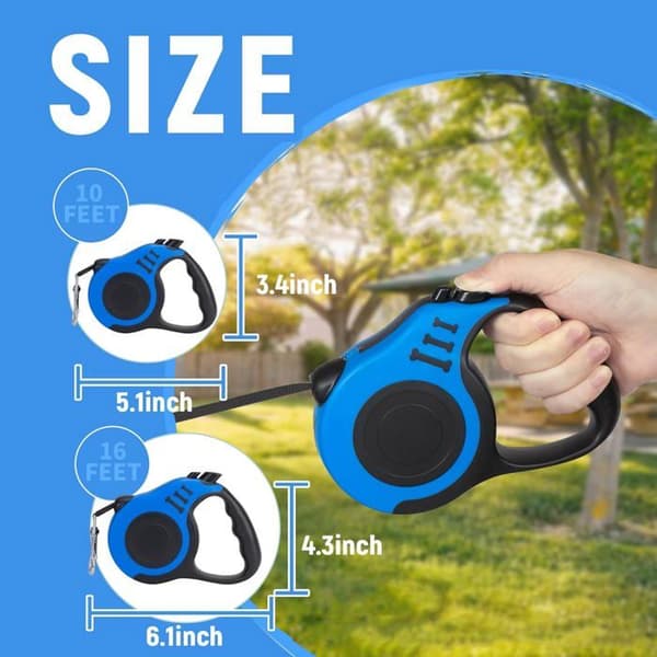 Automatisk återdragbar hundkoppel, robust och hållbar, lätt att använda (3 meter, blå)
