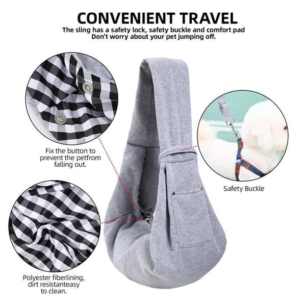 Hundtransportväska - SONGHUI - Vändbar scarf - Grå - Andningsbart bomull - Dubbel säkerhet Grå
