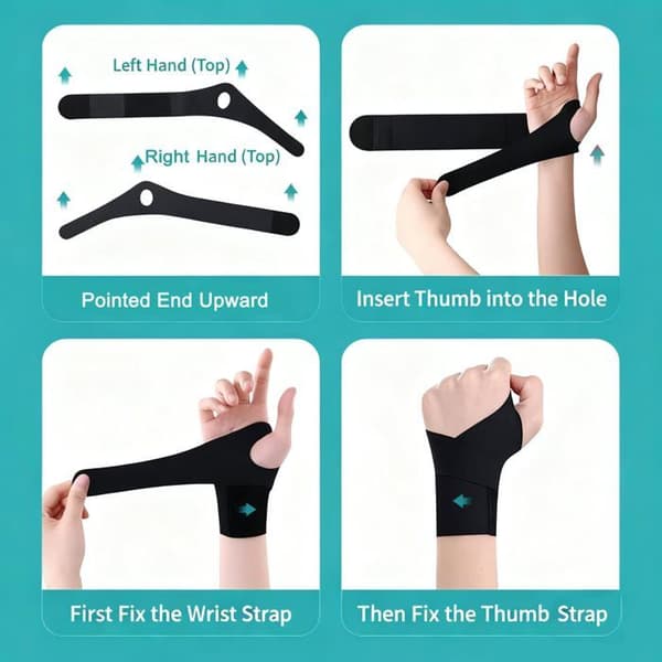 Kompressionsarmbånd - SONGHUI - Universel - Ultra-blødt elastan - Justerbar tommelfingeråbning - Dobbelt rem - Sort