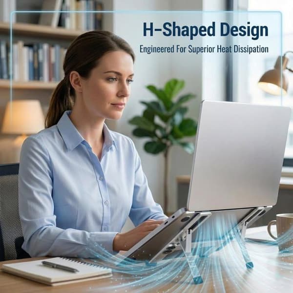 Bærbar computerstøtte - SONGHUI - Universel 10–16" - Luftfartsaluminium - Ultra-kompakt foldbar - 6 højder