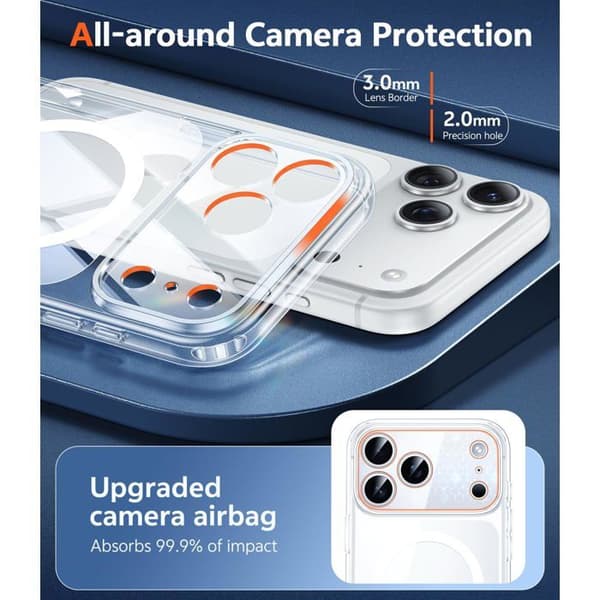 Transparent skal för iPhone 18 Pro/17 Pro, MagSafe-kompatibel, robust och stöttålig (1 styck)