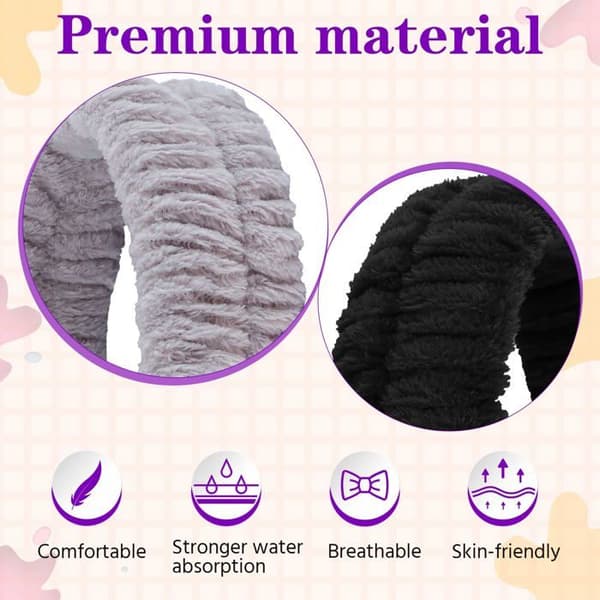 Bandeau spa - SONGHUI - Pakkaus 2 - Mikrofiiberipolyesteri - Musta ja harmaa - Joustava 40–55 cm svart och grått