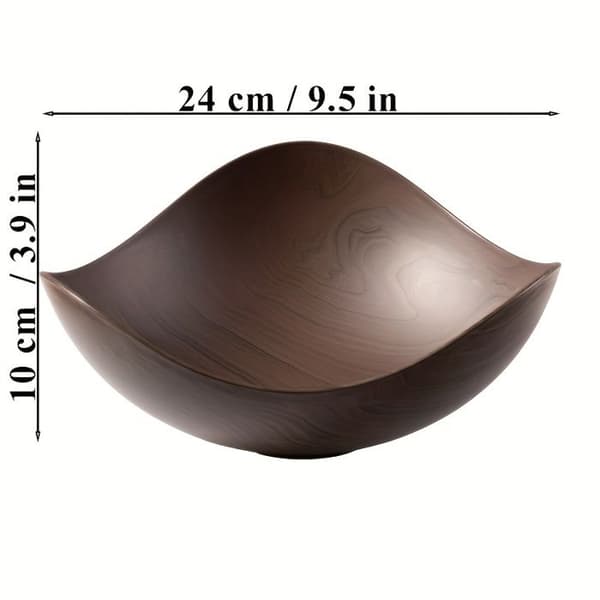 Stort salladsskål - S'AGRANDIR - 24 cm - Mörk träimitation - Hållbar plast - Modern design Mörk trä
