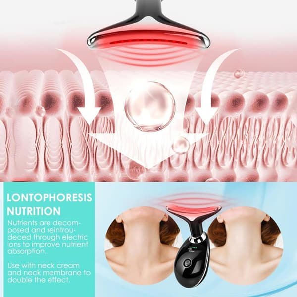 Ansigtsmassageapparat - SONGHUI - Kompakt model - Lysterapi 7 farver - Buet hoved - 3 tilstande Skinande svart