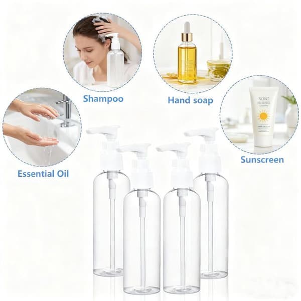 Set med 4 stycken: Flexibla reseflaskor på 100 ml (3,4 oz) — Godkända av TSA