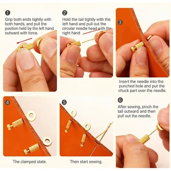 Positioneringsnåle til lædersyning, sæt med 4 dele (2 låsbare 6-12 mm + 2 låsbare 0-6 mm)