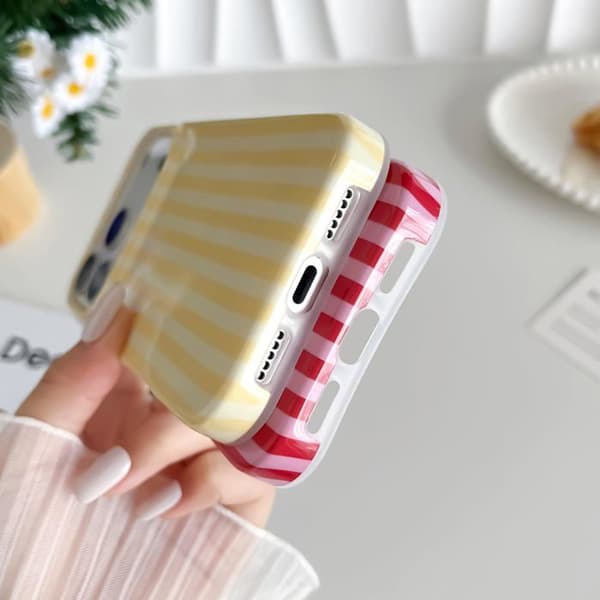 iPhone 17 Pro-fodral – Vacker randig design, i mjukt TPU, tunt och stöttåligt (Gul)