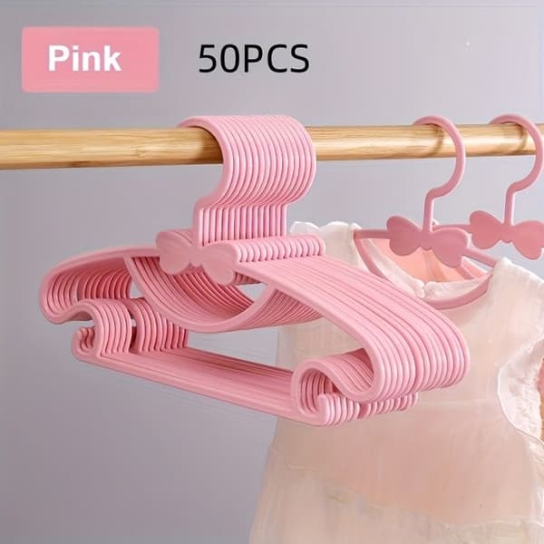 Barnklädhängare - S'AGRANDIR - 50-pack - Rosa - Antislipnotch - Stapelbara Ros