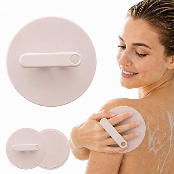 Exfolierande kroppsbörste, förbättrad duschborste i mjukt gummi (rosa - 1 styck)