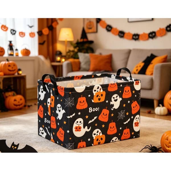 Foldbar opbevaringskurv til slik - Halloween opbevaringskurv [Lille multicolor spøgelse]