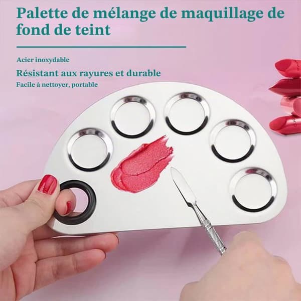 Professionel makeuppalette - SONGHUI - fan med 5 pladser - rustfrit stål - dobbelt spatel - tommelfingerhul
