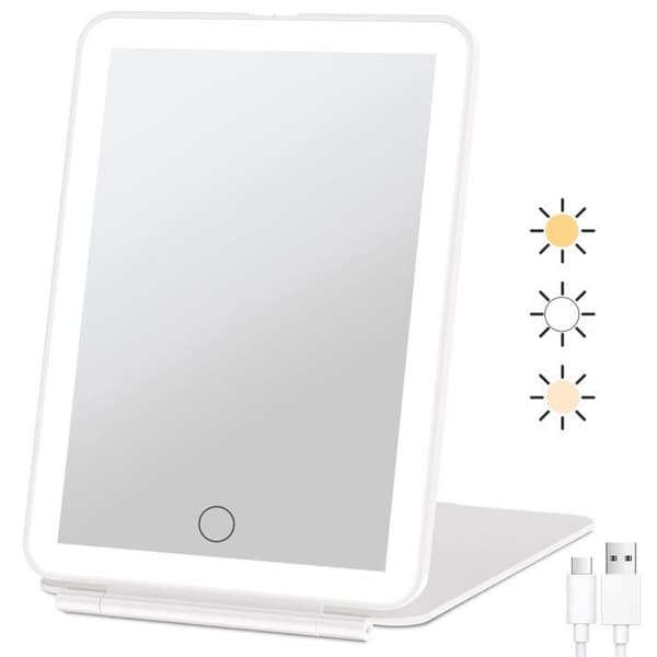 Matkameikkipeili - Eclipse - 72 sisäänrakennettua LED-valoa - 3 valaistusasetusta - 1000 mAh USB-akku