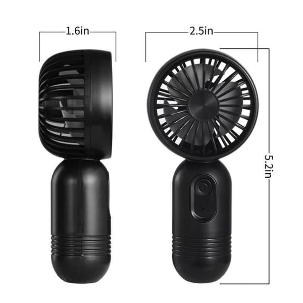 Bærbar håndventilator - SONGHUI - Mini (sæt af 2) - Genopladelig USB - 3 hastigheder - Kompakt 13,2x6,4x4 cm