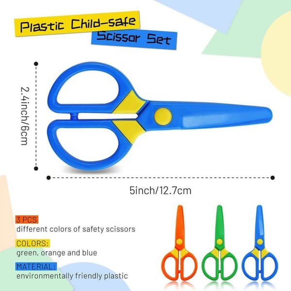 Læringsaksler - SONGHUI - Sæt af 3 - Rundede spidser - Ikke-giftig plastik - 12,5 cm
