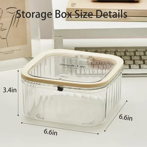 Mini förvaringslåda - SONGHUI - 1 styck - Transparent - 15,2x15,2x8,5 cm - Lock med enhandsgrepp Transparent