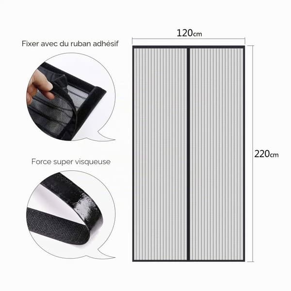 Moskito-net med magnet - SONGHUI - 120x220 cm - Ultra-fint net - Magnetlukning - Montering uden boring