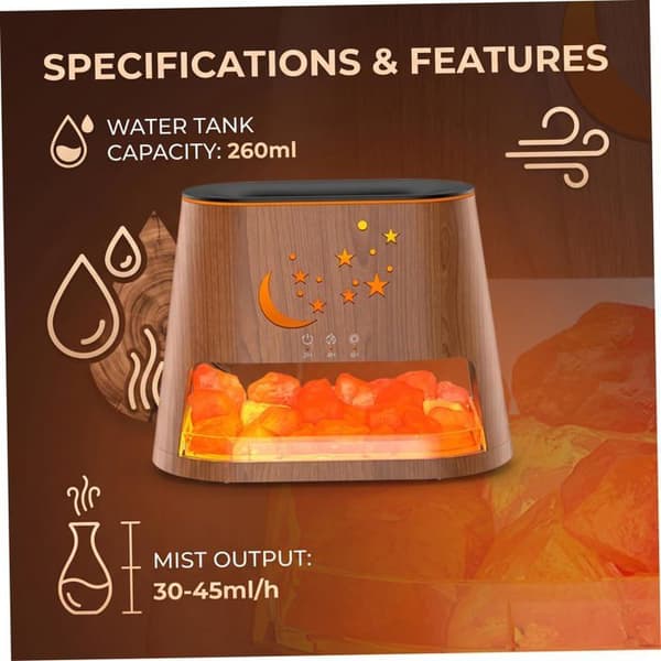 Aromaterapi diffuser / Himalaya salt lampe på 260 ml (med 3-niveau timerfunktion) — Træeffekt finish