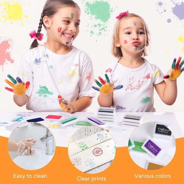 Stempelblæk 15 farver, ideel til børns papirhåndværk, scrapbooking, stempelblæk osv.