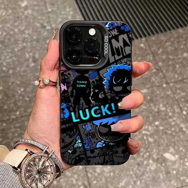 iPhone-kuori, graffitikuosi, hopeakehys, PC-materiaali, iskunkestävä - musta.