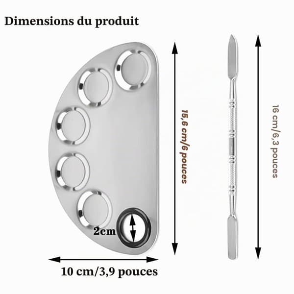Professionel makeuppalette - SONGHUI - fan med 5 pladser - rustfrit stål - dobbelt spatel - tommelfingerhul