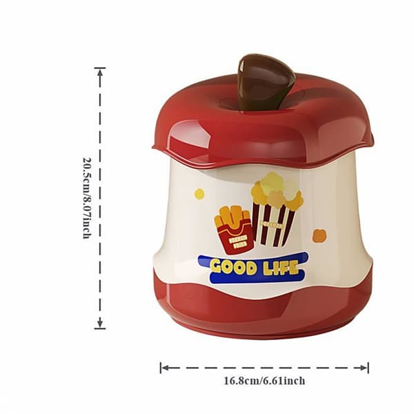Mini skrivbordssopkorg/förvaringslåda i äppelform med lock (röd + pommes frites) - SONGHUI