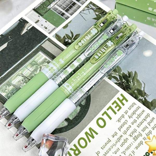 Retractable gelpen - SONGHUI - Sæt af 4 - Spids 0,5 mm - Sort blæk - Blød silikonegreb