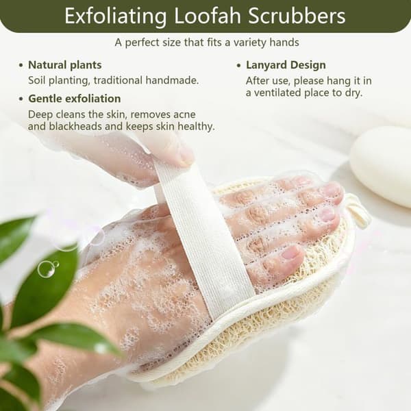 Naturlig luffasvamp - SONGHUI - 2-pack - Extra stor dubbelsidig - Egyptisk luffa - Mjuk exfoliering