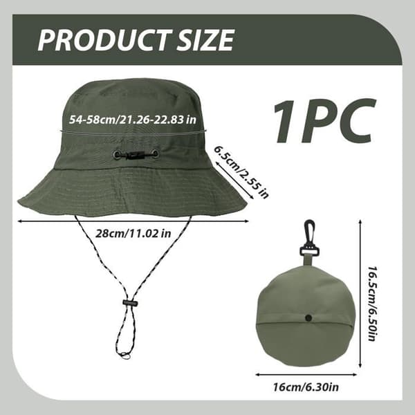 UV-beskyttelseshat - UDVOKSE - Foldbart design - Militærgrøn - Justerbar hagebånd - Åndbar