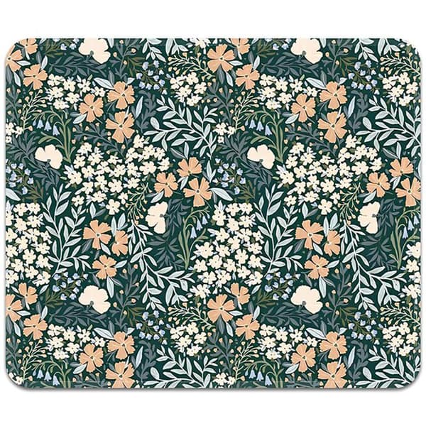 Musemåtte med syede kanter – Smukt blomsterdesign til kvinder, 9,25 x 7,75 tommer, skridsikker gummibase
