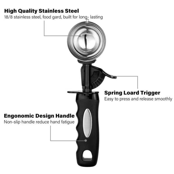 Is-ske - SONGHUI - Model 55 mm - 55 ml - Tommeludløser med skraber - Ergonomisk rustfrit stål 18/8