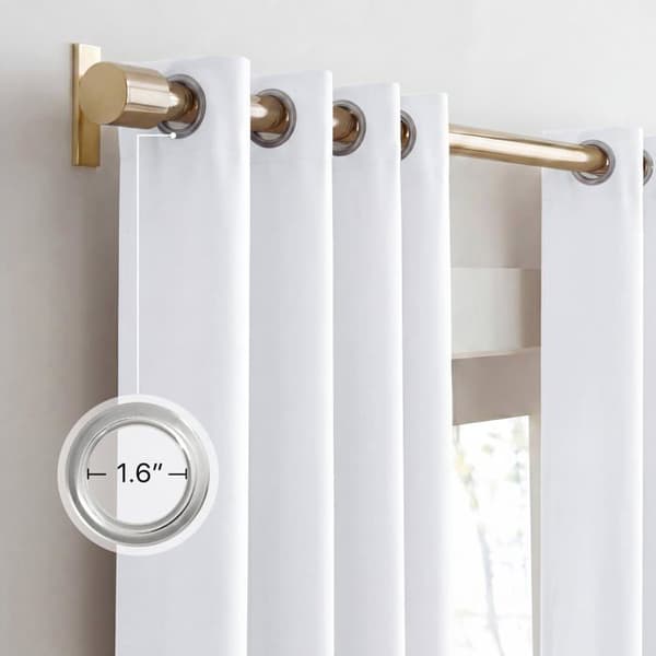 100 % mörkläggande gardiner — Gardiner med termisk isolering och svart foder (vit, set om 2, bredd 52 tum per panel)